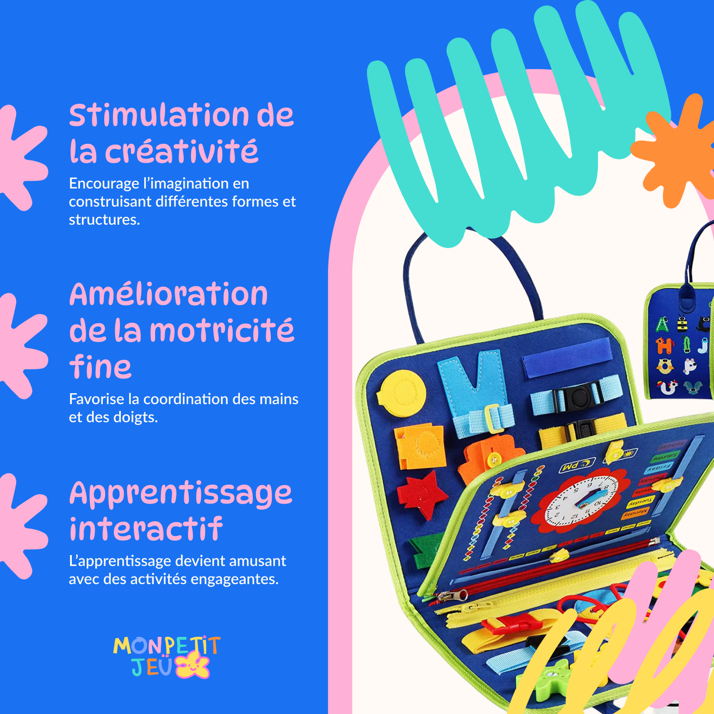 Jouets Montessori planche d'apprentissage (2-5 ans)